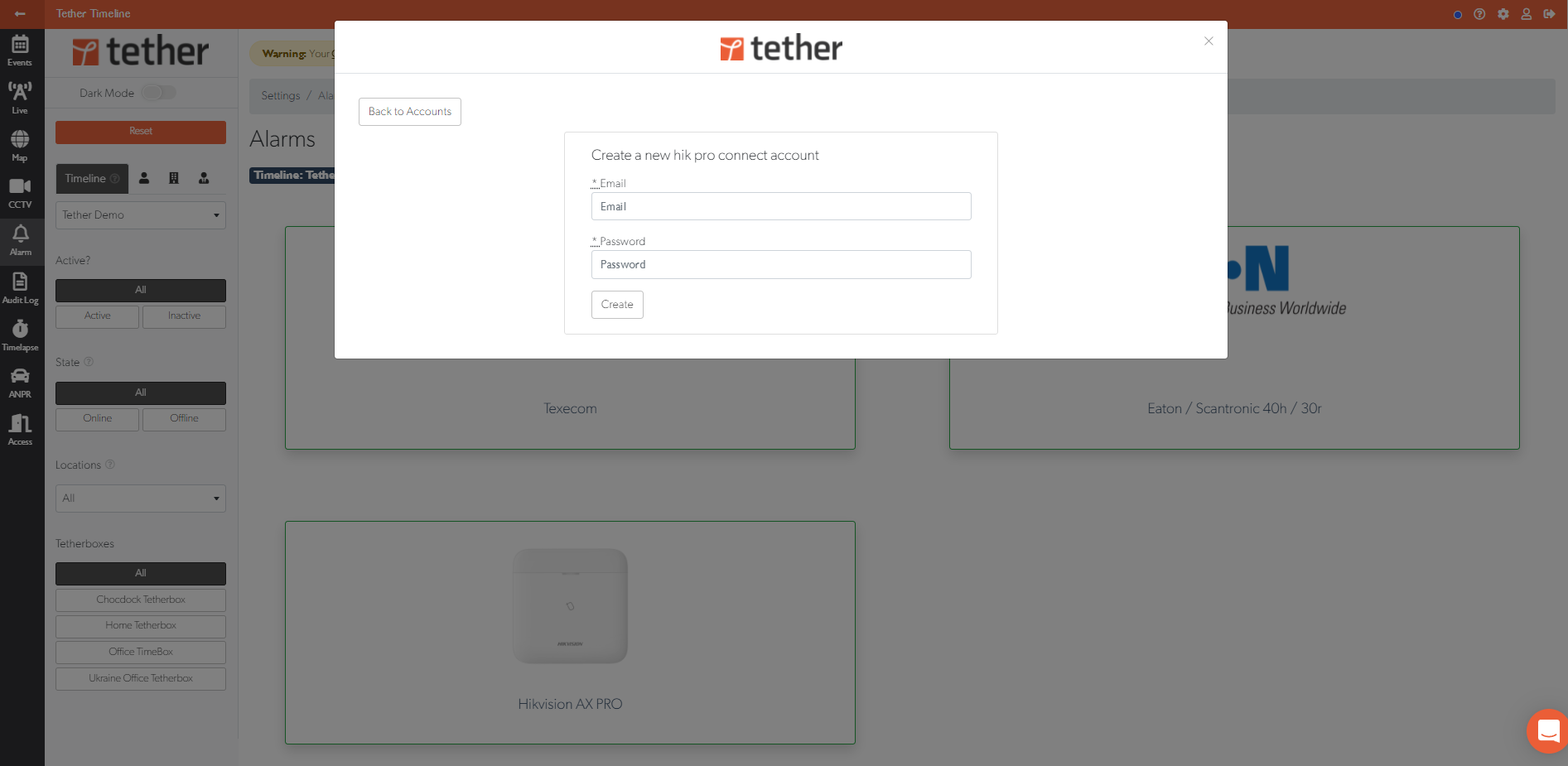 Enter Hik-ProConnect credentials