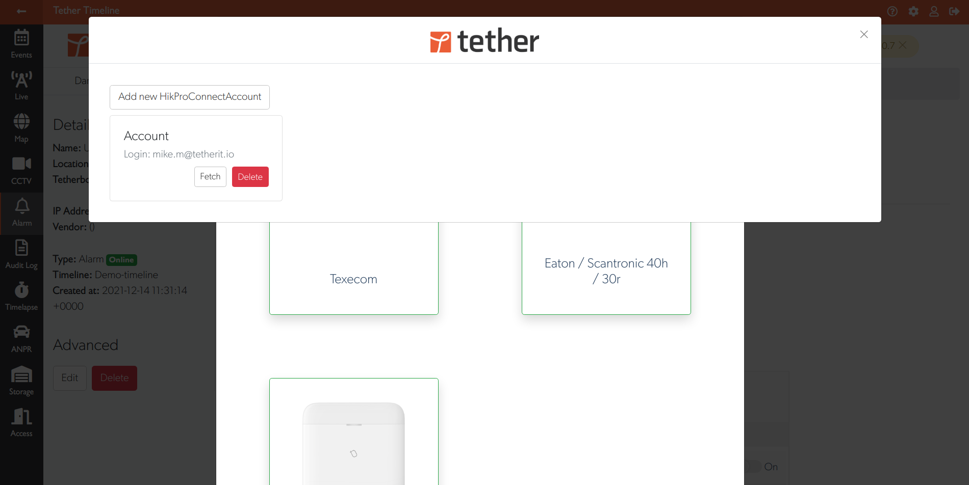Fetch button to retrieve alarms