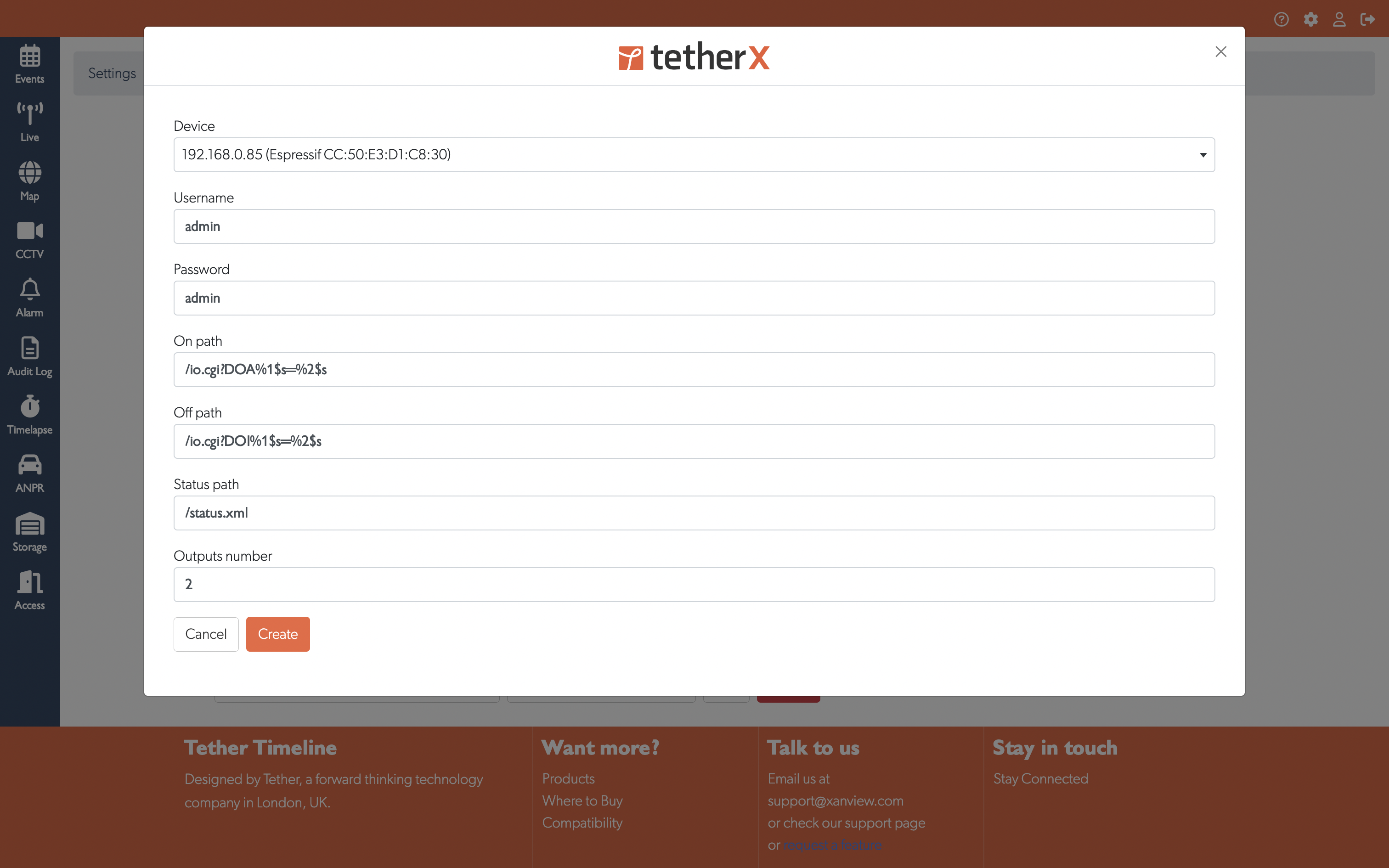 New Relay Device form