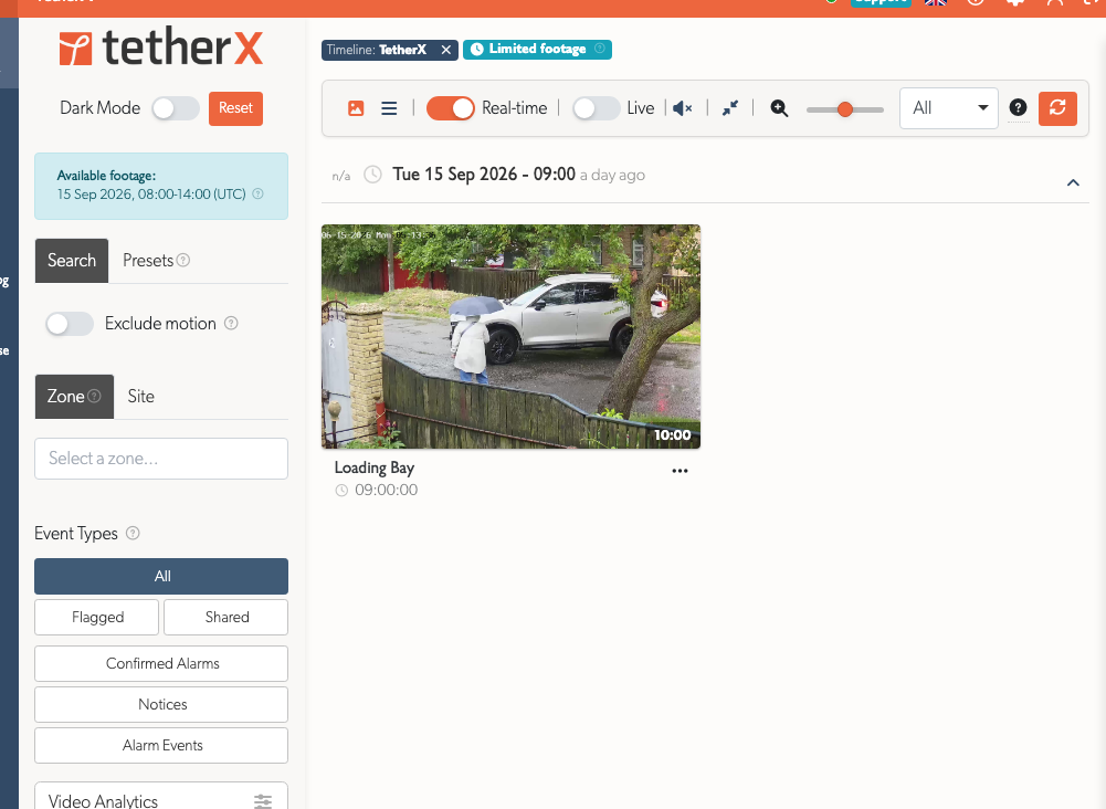 Events and the filter for a time-limited user, without date and time controls