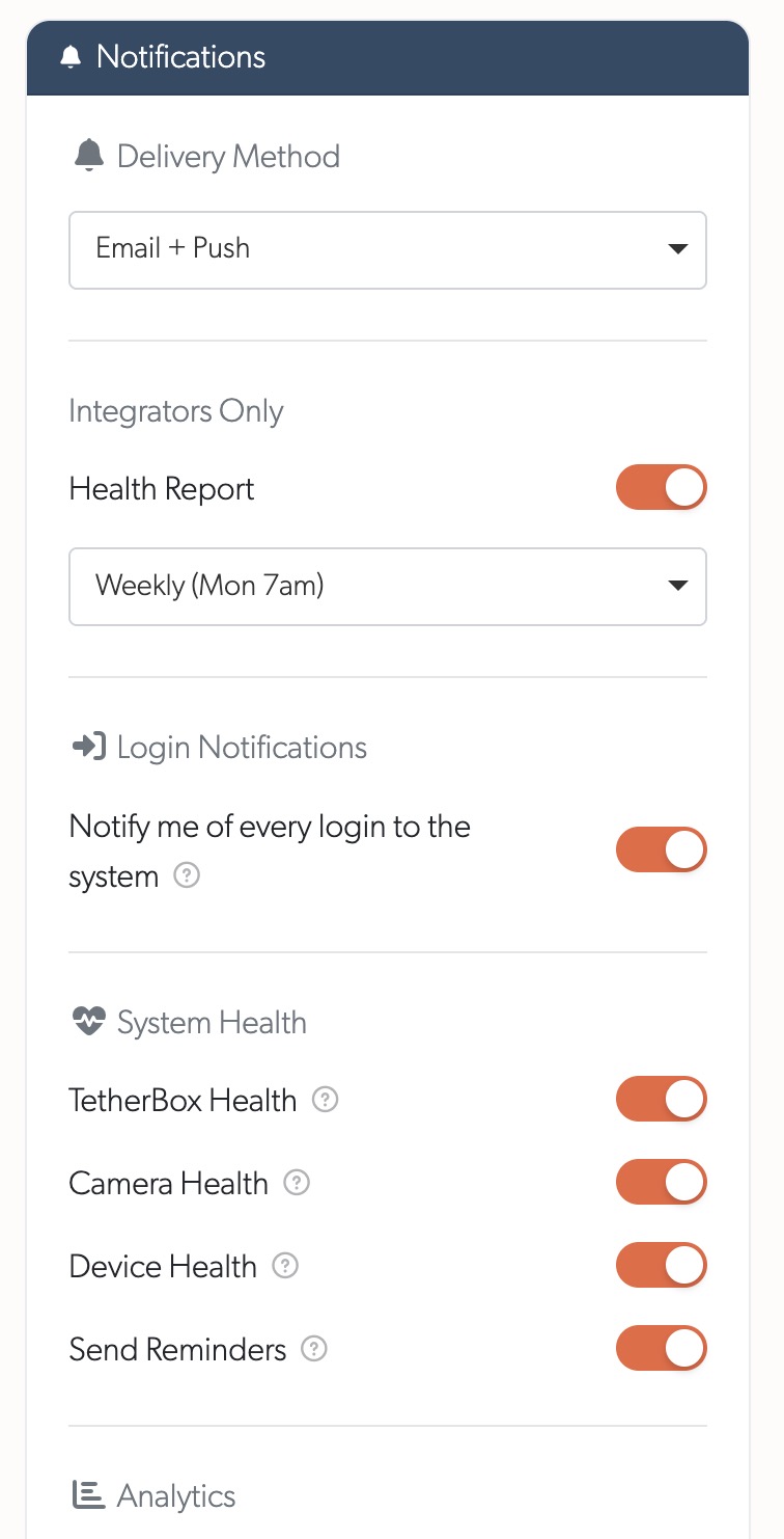 User notification settings